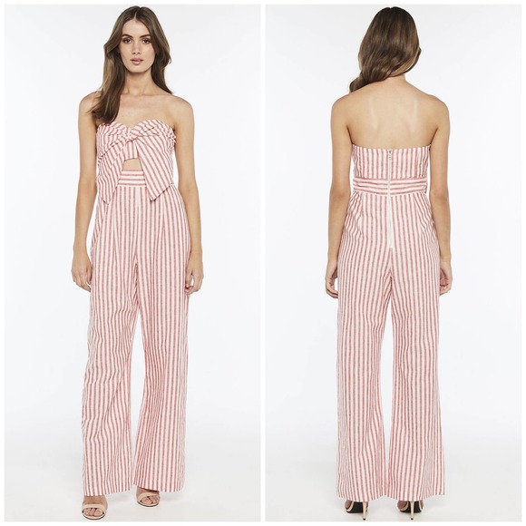 Bardot Pants - Bardot Summer Stripe Strapless Jumpsuit Size Small